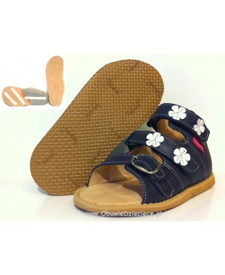 8-1002A/9 granatowe  buty-sandałki-kapcie profilaktyczne ortopedyczne przedszk. 20-25  AURELKA