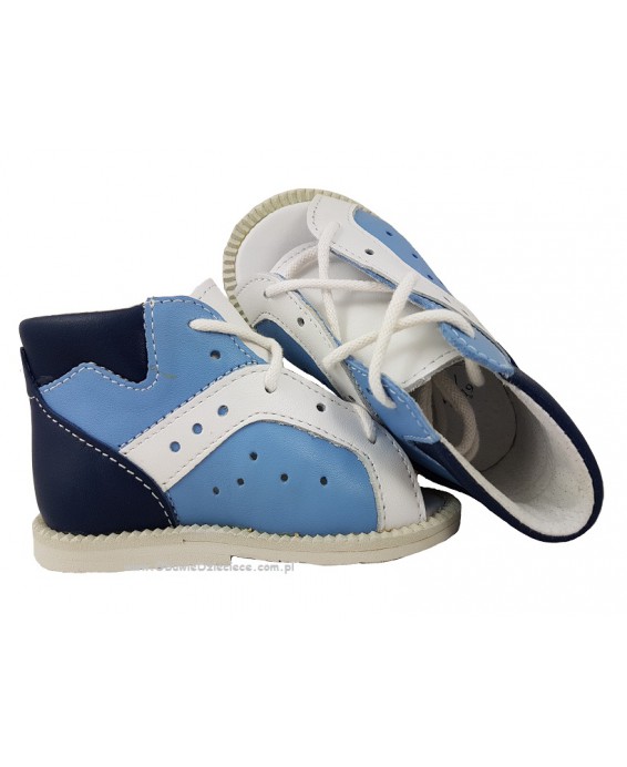 8-BP38MA/A KUBA NIEBIESKI BIAŁY kapcie sandałki obuwie profilaktyczne przedszk. 24-26 buty Postęp