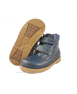 8-B-89gr granatowe buty, trzewiki na rzepy zimowe z futrem, obuwie dziecięce przedszkolne 19-34  Bajbut