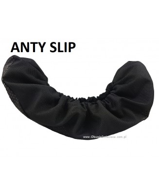 10-102/1AP CZARNE ANTYPOŚLIZGOWE ochraniacze na buty, wielorazowe ortalionowe obuwie ochronne obuwie muzealne, ochronniki, pokro