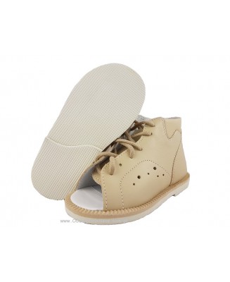 8-BP38MA/B KUBA beżowe kapcie sznurowane sandałki obuwie profilaktyczne przed+szkolne 27-34 buty Postęp