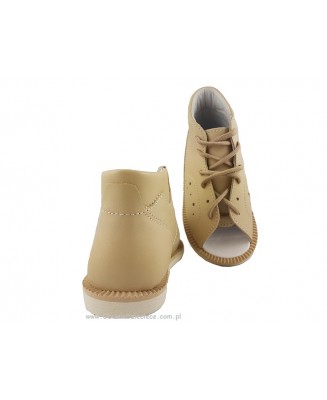 8-BP38MA/B KUBA beżowe kapcie sznurowane sandałki obuwie profilaktyczne przed+szkolne 27-34 buty Postęp