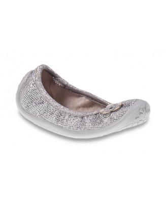 1-980X092 NELLY SREBRNE z kwiatkiem balerinki czółenka baletki fasolki buciki dziewczęce BEFADO  25-30