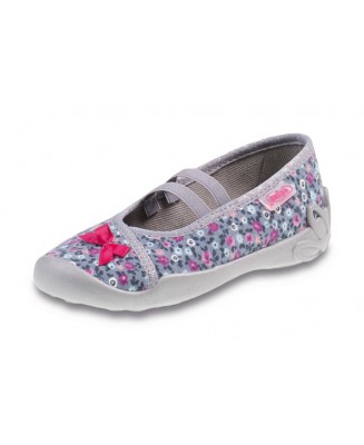 1-116X227 BLANCA SZARO RÓŻOWE w kwiatki balerinki czółenka dziewczęce kapcie buciki obuwie dziecięce  Befado  25-30