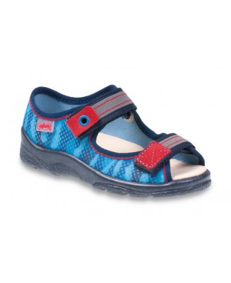 20-969Y111 MAX JUNIOR GRANATOWE sandałki chłopięce : WKŁADKI SKÓRZANE :  kapcie dziecięce Befado Max 31-33