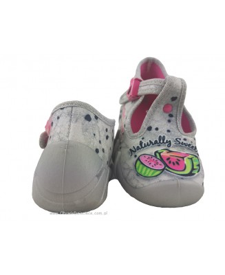 0-110P317 SPEEDY SZARO RÓŻOWE summer time : MIĘKKIE WKŁADKI SOFT-B system ::   kapcie buciki obuwie dziecięce poniemowlęce Befad