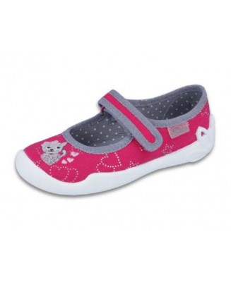 1-114X308 BLANCA RÓŻOWO SZARE kotek :: MIĘKKIE WKŁADKI SOFT-B system :: balerinki czółenka dziewczęce kapcie-buciki obuwie dziec