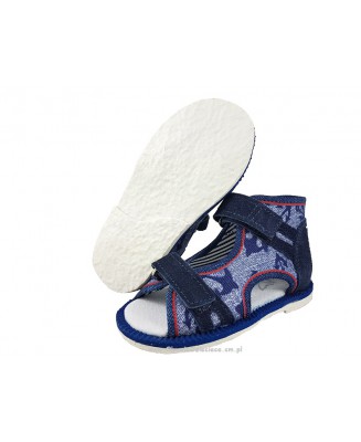 8-33-BS191 MAJA GRANAT JEANS KOTWICE :WKŁADKI PROFILOWANE: ortopedyczne profilaktyczne kapcie sandałki dziecięce przedszk. 26-33