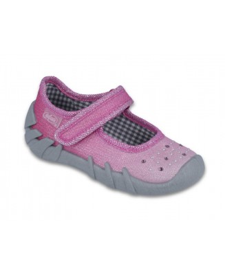 0-109P171 SPEEDY JASNO RÓZOWY brokat :: MIĘKKIE WKŁADKI SOFT-B system ::  kapcie buciki czółenka dziewczęce obuwie dziecięce pon