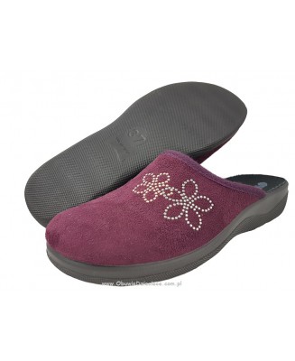 62-CA95 PLUM Śliwkowe kapcie-klapki profilaktyczne damskie Inblu Anatomico