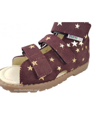 8-1210-55 BORDO GWIAZDKA MRUGAŁA PORTO WKŁADKI PROFILOWANE buty sandałki kapcie profilaktyczno korekcyjne przedszk. 26-30  Mruga