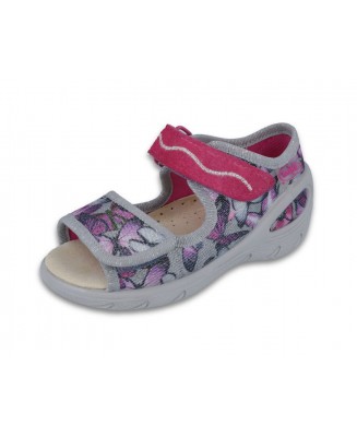 20-433X029 SUNNY RÓŻOWE : WKŁADKI SKÓRZANE i RZEP : sandałki sandały profilaktyczne kapcie obuwie dziecięce Befado  26-30