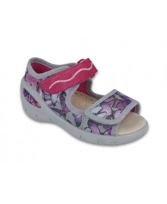 20-433X029 SUNNY RÓŻOWE : WKŁADKI SKÓRZANE i RZEP : sandałki sandały profilaktyczne kapcie obuwie dziecięce Befado  26-30