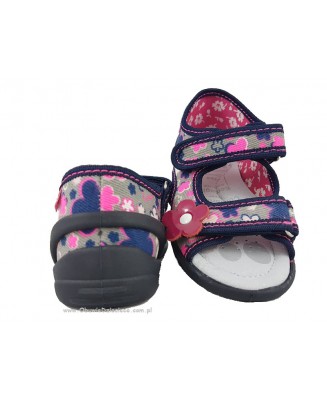 0-13-112NP KWIATY FLUO : WKŁADKI PROFILOWANE : sandałki kapcie obuwie wcz.dziecięce buty Renbut  19-27