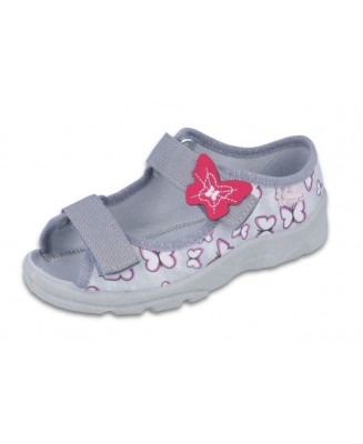 20-969X135 MAX JUNIOR SZARO RÓŻOWE w motylki :: sandałki kapcie, obuwie dziecięce profilaktyczne sandały Befado 25-30
