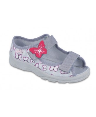 20-969X135 MAX JUNIOR SZARO RÓŻOWE w motylki :: sandałki kapcie, obuwie dziecięce profilaktyczne sandały Befado 25-30