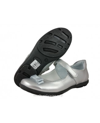 1-KMK206 srebrne półmatowe eleganckie czółenko wizytowe dziewczęce damskie przedszkolne szkolne KMK 25-30