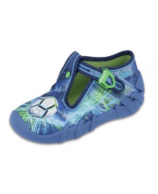 0-110P339 SPEEDY NIEB.ZIELONE piłka nożna :: MIĘKKIE WKŁADKI SOFT-B system ::  kapcie buciki obuwie dziecięce poniemowlęce Befad