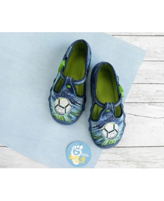 0-110P339 SPEEDY NIEB.ZIELONE piłka nożna :: MIĘKKIE WKŁADKI SOFT-B system ::  kapcie buciki obuwie dziecięce poniemowlęce Befad