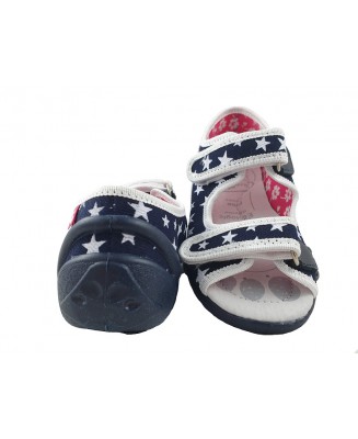 33-378P CZARNY W GWIAZDKI  : WKŁADKI PROFILOWANE : sandałki, sandały profilaktyczne  kapcie obuwie dziecięce Renbut  26-30