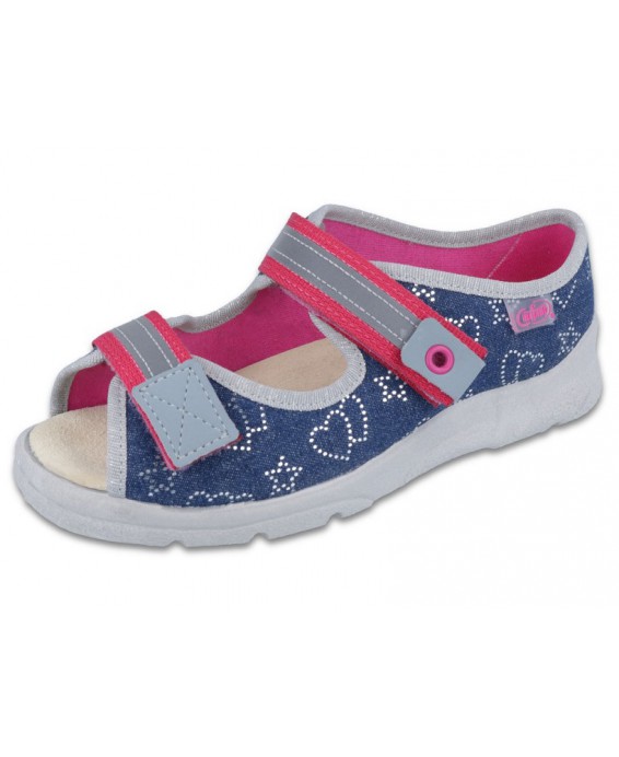 20-969Y134 MAX JUNIOR JEANS W SERDUSZKA sandałki dziewczęce : WKŁADKI SKÓRZANE :  kapcie dziecięce Befado Max 31-33