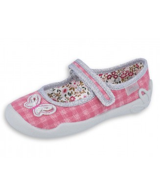 1-114X363 BLANCA RÓŻ BROKAT kratka motylek :: balerinki czółenka dziewczęce kapcie-buciki obuwie dziecięce  Befado  25-30