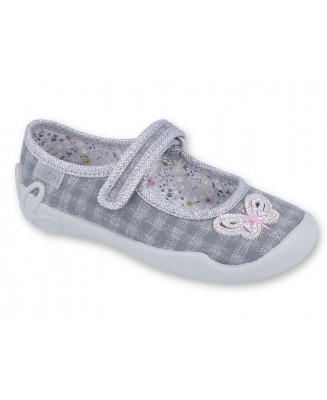 1-114X364 BLANCA SZARY BROKAT kratka motylek :: balerinki czółenka dziewczęce kapcie-buciki obuwie dziecięce  Befado  25-30