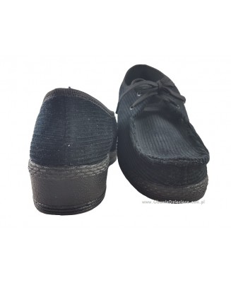 61-63-045 CZARNE SZTRUKSOWE PÓŁBUTY SZNUROWANE ZŁOTORYJA 41 - 45