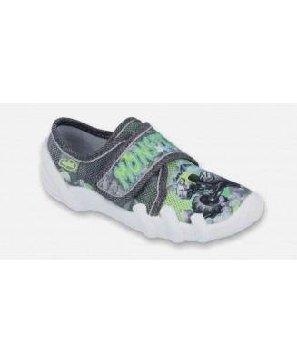 1-273X272 SKATE SZARY ZIELONY MONSTER TRACK kapcie buciki obuwie dziecięce przedszkolne szkolne  Befado Skate