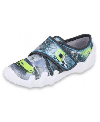 1-273X284 SKATE SZARY ZIELONY autko wyścigowe  :: MIĘKKIE WKŁADKI SOFT-B system :: kapcie buciki obuwie dziecięce przedszkolne s