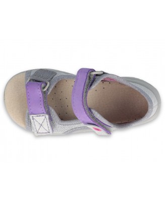 20-065X144 SUNNY SZARO SREBRNE FIOLET brokat : WKŁADKI SKÓRZANE i RZEPY : sandały profilaktyczne - kapcie obuwie dziecięce Befad