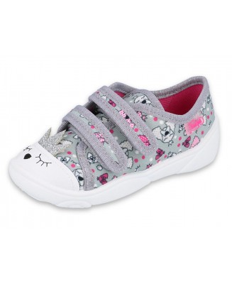 02-907P117 MAXI SZARO RÓŻOWE pieski :: półtrampki na rzepy obuwie wczesnodziecięce Befado  20-25