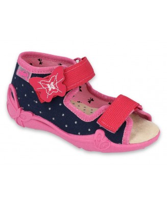 01-342P015 PAPI GRANAT RÓŻOWE w kropki :: WKŁADKI SKÓRZANE :: sandałki kapcie buciki obuwie wcz.dziecięce buty Befado Papi  18-2