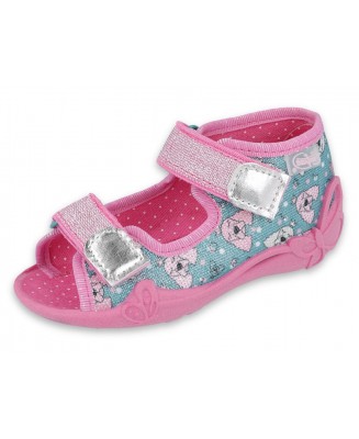01-242P107 PAPI  RÓŻOWO MORSKI  PIESKI :: sandałki kapcie buciki obuwie wcz.dziecięce buty Befado Papi  18-25
