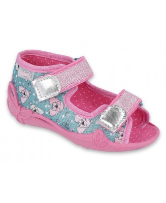 01-242P107 PAPI  RÓŻOWO MORSKI  PIESKI :: sandałki kapcie buciki obuwie wcz.dziecięce buty Befado Papi  18-25