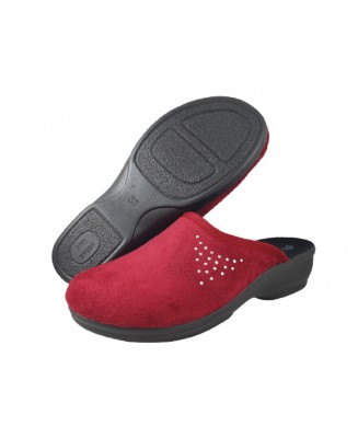 62-BJ119 BORDEAUX BORDOWE z diamencikami : kapcie-klapki profilaktyczne damskie Inblu Anatomico ANTI SHOC