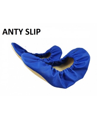 10-102/1APG NIEBIESKIE CIEMNE ANTYPOŚLIZGOWE solidne ochraniacze na buty, wielorazowe ortalionowe obuwie ochronne, obuwie muzeal