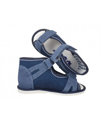 8-13-BS191 GRANAT JEANS :WKŁADKI PROFILOWANE: ortopedyczne profilaktyczne kapcie sandałki dziecięce przedszk. 21-25 buty Postęp