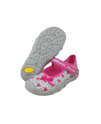 0-109P216 SPEEDY SZARE RÓŻ W ARBUZIKI z kokardką :: MIĘKKIE WKŁADKI SOFT-B system :: kapcie buciki czółenka baleriny eleganckie 