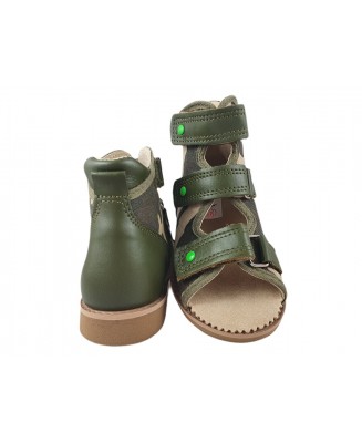 8-B-23gr BAJBUT ZIELONY MORO  : WKŁADKI SKÓRZANE ORTO SUPINUJĄCE : lniane buty sandałki kapcie ortopedyczne-profilaktyczne  prze