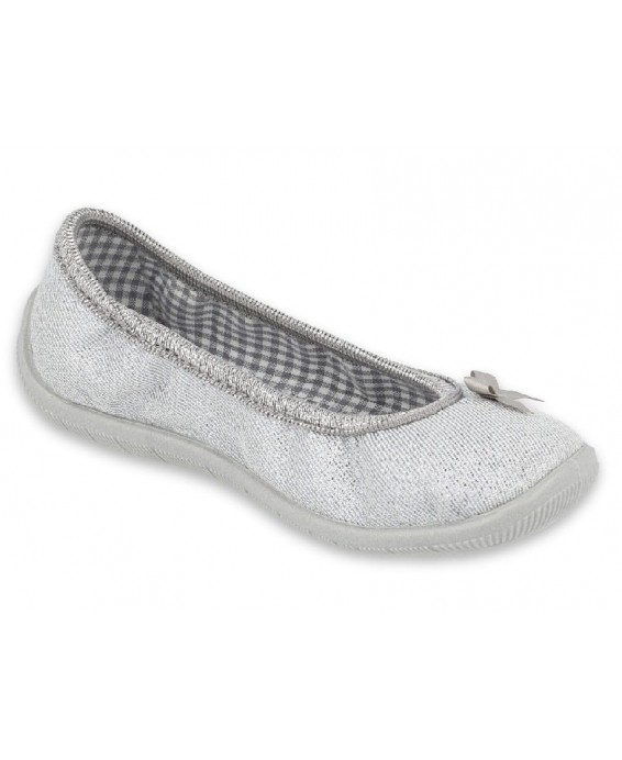 1-980X102 Nina SREBRNE z kokardką balerinki czółenka baletki fasolki buciki dziewczęce BEFADO  25-30