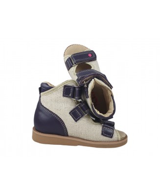 8-B-23cfi D BAJBUT FIOLET CIEMNY  : WKŁADKI SKÓRZANE ORTO SUPINUJĄCE : lniane buty sandałki kapcie ortopedyczne-profilaktyczne .