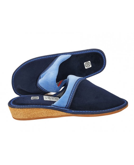 6-no10zp GRANAT NIEBIESKI kapcie pantofle papucie na koturnie domowe dziewczęce damskie Nobex 35-41