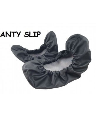 10-102/1APG CZARNE Czarne ANTYPOŚLIZGOWE solidne ochraniacze na buty, wielorazowe ortalionowe obuwie ochronne, obuwie muzealne, 