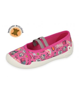 1-116X299 BLANCA RÓŻOWE SUPER GIRL : SKÓRZANA WYŚCIÓŁKA : balerinki czółenka dziewczęce kapcie buciki obuwie dziecięce Befado 25