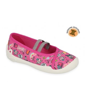 1-116X299 BLANCA RÓŻOWE SUPER GIRL : SKÓRZANA WYŚCIÓŁKA : balerinki czółenka dziewczęce kapcie buciki obuwie dziecięce Befado 25