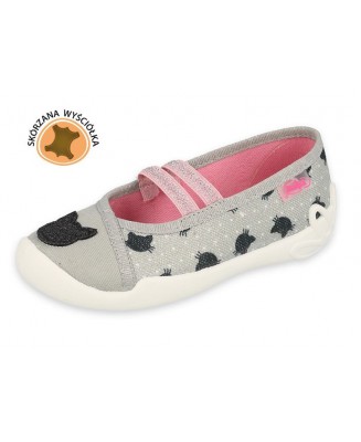 21-116Y302 BLANCA POPIEL KOTKI : SKÓRZANA WYŚCIÓŁKA : balerinki czółenka dziewczęce kapcie buciki obuwie dziecięce Befado
