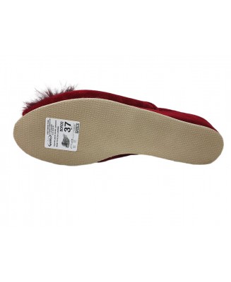 61-Puszek_1BObzn BORDOWE eleganckie kapcie pantofle papucie dziewczęce damskie z puszkiem pomponem BISBUT  35-40